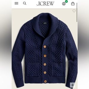 NWT J. Crew Cotton cable-knit shawl-collar cardigan